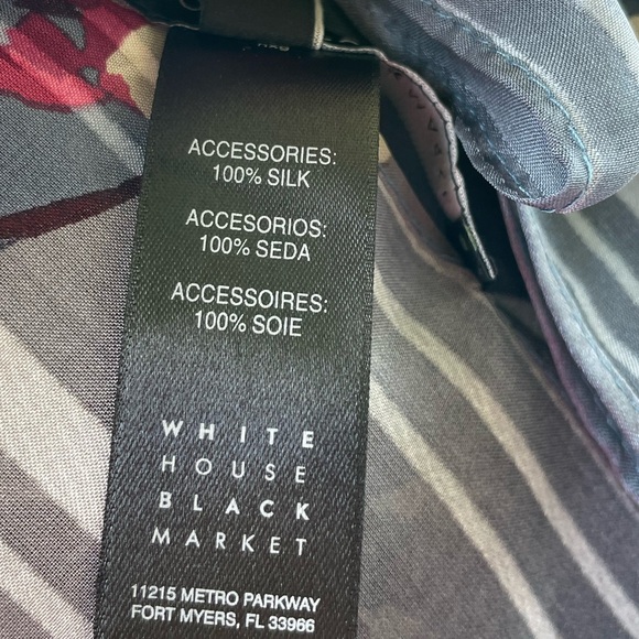 Vintage White House Black Market Silk Scarf Blue Pink Cream Floral - Picture 4 of 5